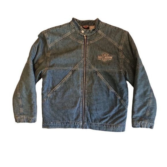 Women's Large L Harley-Davidson Quilted Denim Jacket - Picture 4 of 11